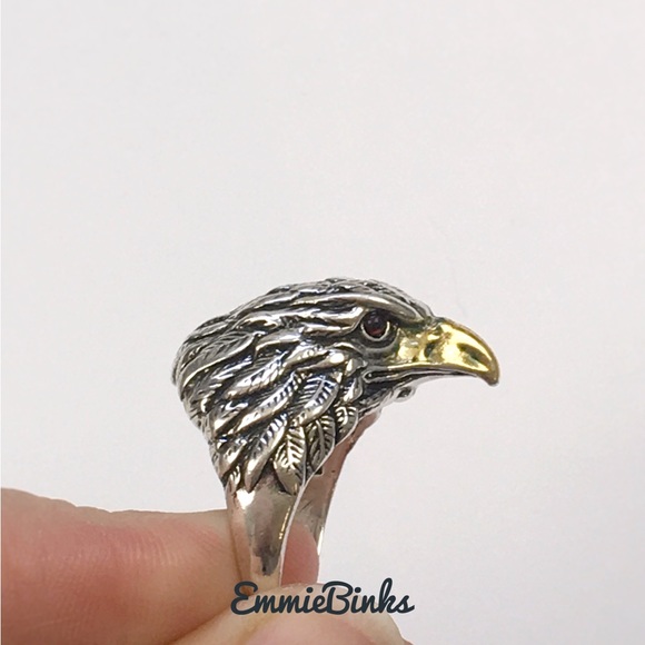New Vintage Style Etched Eagle Bird Statement Ring / War Eagle Fan - Picture 4 of 10